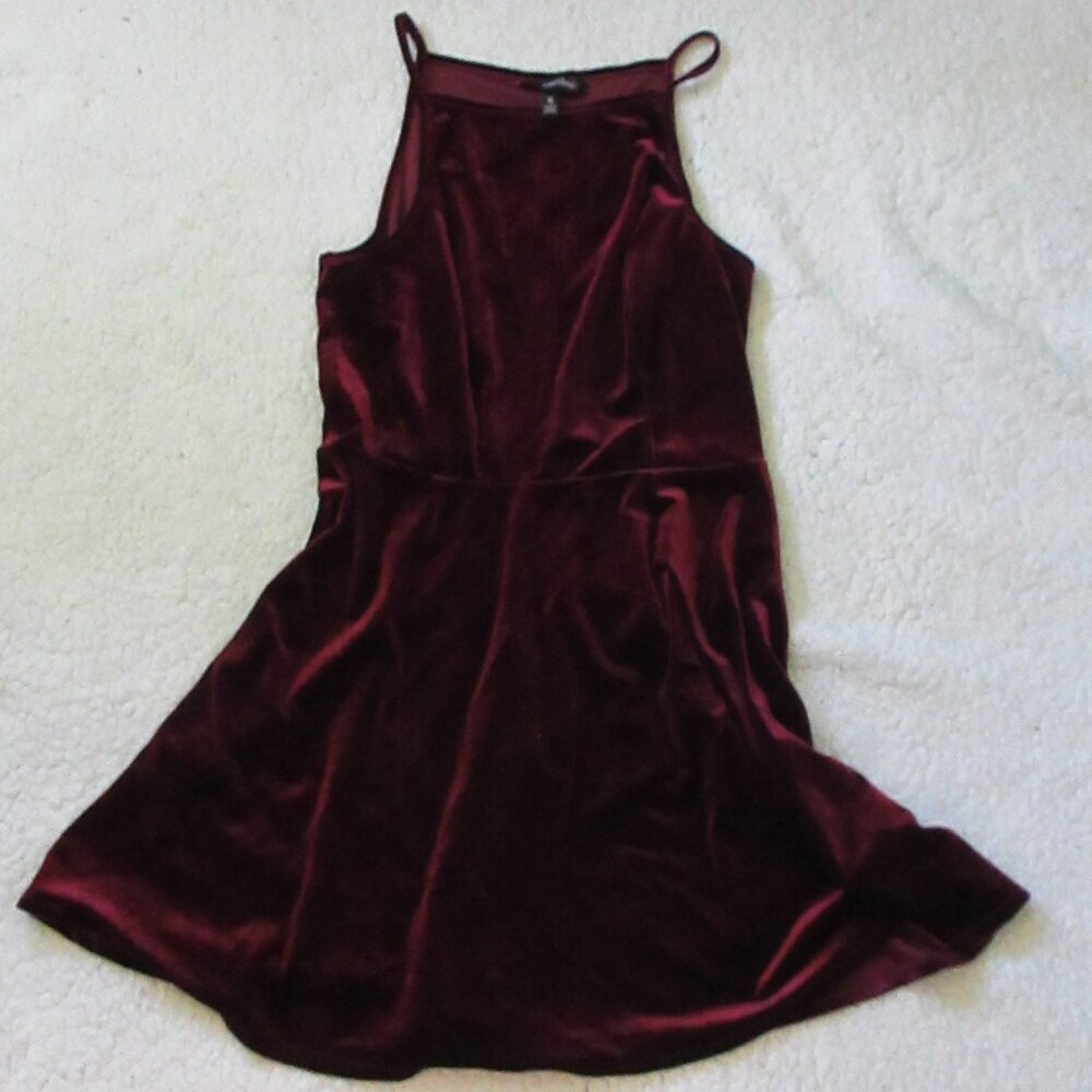 Speechless Juniors Maroon Velour Fit Flare Dress XL
